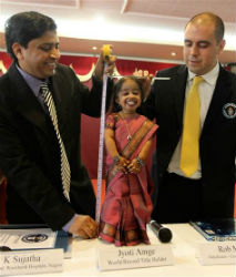 Jyoti Amge lives her life like any young girl, hanging out with her sisters and friends. She has attended regular school since the age of four, sitting at a desk designed to accommodate her. Jyoti Amge lives her life like any young girl, hanging out with her sisters and friends. She has attended regular school since the age of four, sitting at a desk designed to accommodate her.