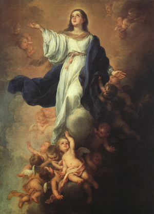 The Virgin Mary, whose life is the perfect model of Christian faith, travels before us in the reception of divine love as she is assumed into heaven. The Virgin Mary, whose life is the perfect model of Christian faith, travels before us in the reception of divine love as she is assumed into heaven.