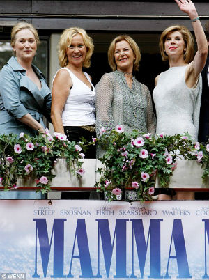 One of the few times that members of ABBA were to reunite was at the premiere of 'Mama Mia' in 1986. Singers Anni-Frid Lyngstad and Agnetha Faltskog are in the center of this picture. One of the few times that members of ABBA were to reunite was at the premiere of 'Mama Mia' in 1986. Singers Anni-Frid Lyngstad and Agnetha Faltskog are in the center of this picture.