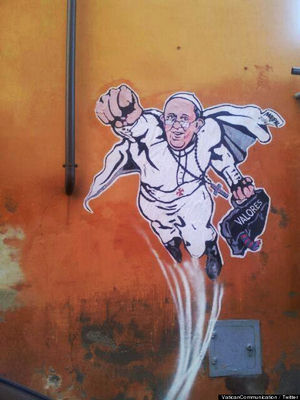 'We share with you a graffiti found in a Roman street near the Vatican,' the Pontifical Council for Social Communications from the Holy See said on its official Twitter page. 'We share with you a graffiti found in a Roman street near the Vatican,' the Pontifical Council for Social Communications from the Holy See said on its official Twitter page.