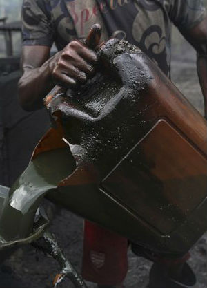 While criminals who tap crude from pipelines for local refining are among the most common means for oil theft, stolen oil also leaves Nigeria in tankers. While criminals who tap crude from pipelines for local refining are among the most common means for oil theft, stolen oil also leaves Nigeria in tankers.