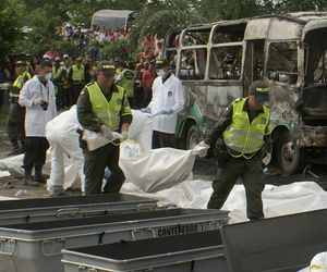Coming home from Sunday school, the children died after the bus driver allegedly tried to refuel the vehicle from a jerry can and the gasoline caught fire. Coming home from Sunday school, the children died after the bus driver allegedly tried to refuel the vehicle from a jerry can and the gasoline caught fire.