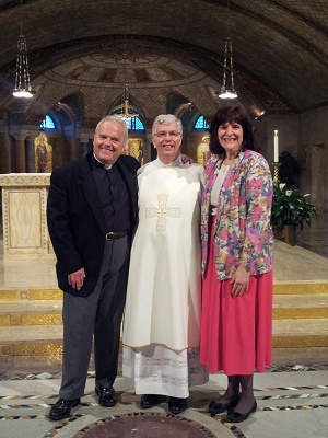 (Left to Right) Deacon Keith Fournier, then Deacon Randy Sly and his wife, Sandy Sly. Fr Sly went on to be ordained as one of the first priests of the Ordinariate of the Chair of St Peter. (Left to Right) Deacon Keith Fournier, then Deacon Randy Sly and his wife, Sandy Sly. Fr Sly went on to be ordained as one of the first priests of the Ordinariate of the Chair of St Peter.