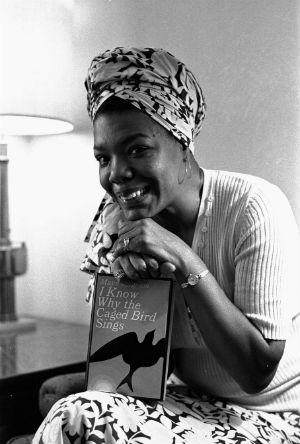 Maya Angelou as she appeared in 1971, with her book, 'I Know Why the Caged Bird Sings.' Maya Angelou as she appeared in 1971, with her book, 'I Know Why the Caged Bird Sings.'