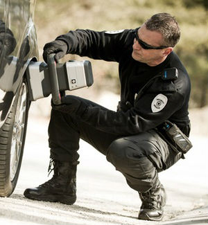 At a recent technology show, representatives from American Science and Engineering ran the MINI Z, over an item and the image would show up on a Windows powered tablet PC. Organic compounds appeared bright white and distinct from the dark, inorganic material. At a recent technology show, representatives from American Science and Engineering ran the MINI Z, over an item and the image would show up on a Windows powered tablet PC. Organic compounds appeared bright white and distinct from the dark, inorganic material.