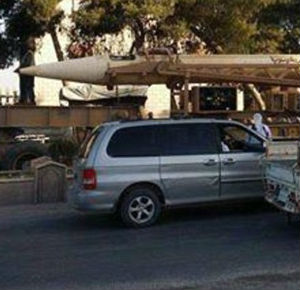 'The only danger that Islamic State scud is to anyone at the moment is if they accidentally run over a pedestrian showing it off,' Elliot Nelson, a blogger who tracks munitions used in Syria, tweeted. 'The only danger that Islamic State scud is to anyone at the moment is if they accidentally run over a pedestrian showing it off,' Elliot Nelson, a blogger who tracks munitions used in Syria, tweeted.
