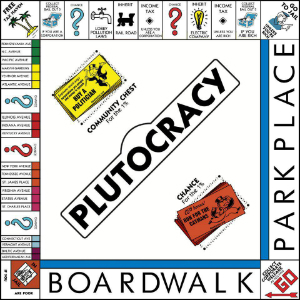 In the game of plutocracy you start by owing money to the bank and as it progresses, you owe more. In the game of plutocracy you start by owing money to the bank and as it progresses, you owe more.