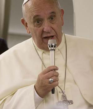 Pope Francis said that 'it is legitimate to halt the unjust aggressor.' Returning from his history-making visit, Pope Francis told reporters onboard the plane that the word 'halt' does not mean to 'bomb.' Pope Francis said that 'it is legitimate to halt the unjust aggressor.' Returning from his history-making visit, Pope Francis told reporters onboard the plane that the word 'halt' does not mean to 'bomb.'