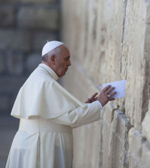 The occasion was marked by the anniversary of the 1965 declaration Nostra Aetate, which condemned anti-Semitism and paved the way for a new, constructive working relationship between Jews and Catholics. (Pope Francis at the Wailing Wall) The occasion was marked by the anniversary of the 1965 declaration Nostra Aetate, which condemned anti-Semitism and paved the way for a new, constructive working relationship between Jews and Catholics. (Pope Francis at the Wailing Wall)