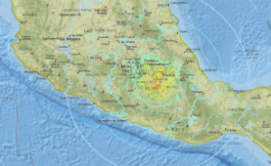 The powerful quake was felt as far away as Guadalajara. The powerful quake was felt as far away as Guadalajara.