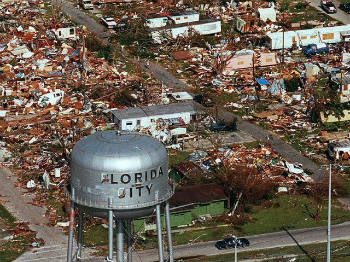 Damage from Hurricane Andrew in 1992. Damage from Hurricane Andrew in 1992.