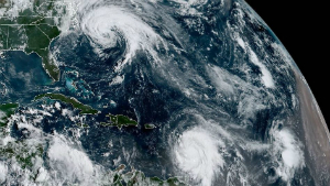 Category 5 Maria strikes the Caribbean, while Jose spins off the East Coast of the USA, and a tropical storm develops off the coast of Africa. Category 5 Maria strikes the Caribbean, while Jose spins off the East Coast of the USA, and a tropical storm develops off the coast of Africa.