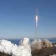 Image of Space X launches a rocket from Vandenburg AFB in California.