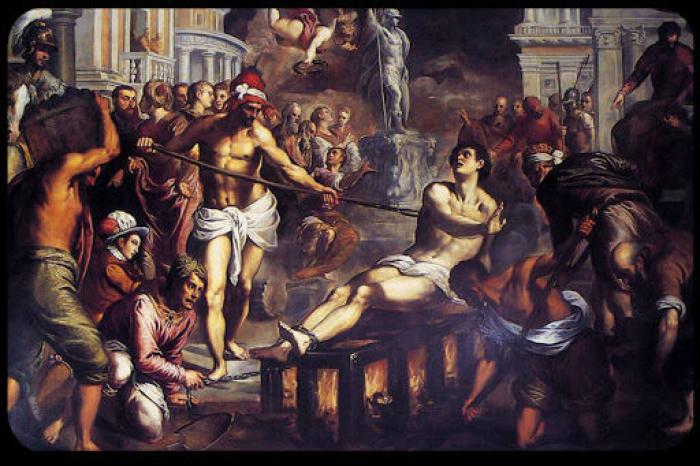 St. Lawrence was grilled to death over a fire. The peak of the shower coincides with his feast day.