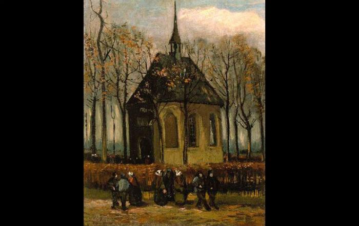 "Congregation Leaving the Reformed Church in Nuenen" was the second recovered painting.