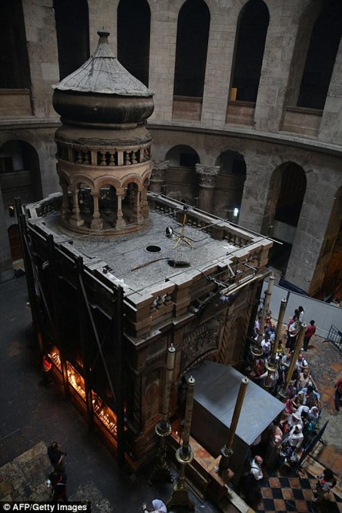 The edicule which was first built in ancient times to protect the site of Christ The edicule which was first built in ancient times to protect the site of Christ