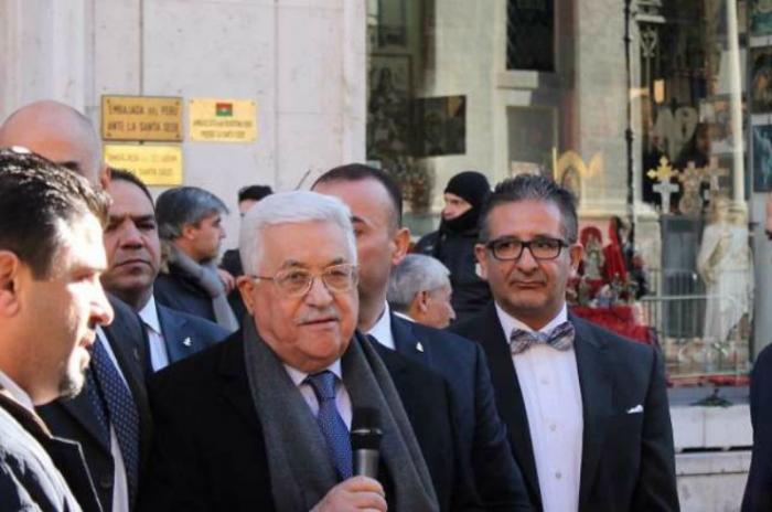 Palestinian President Mahmoud Abbas inagurates the new Palestinian Embassy to the Holy See.