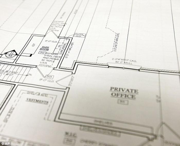 A safe room is seen in an original floor plan for the residence of Atlanta Archbishop Wilton Gregory A safe room is seen in an original floor plan for the residence of Atlanta Archbishop Wilton Gregory