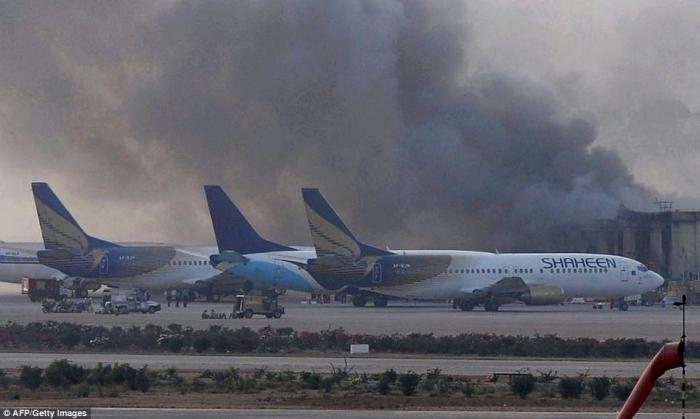 An attack at a Pakistani airport resulted in the death of 28 people. Including 10 Taliban gunmen. An attack at a Pakistani airport resulted in the death of 28 people. Including 10 Taliban gunmen.
