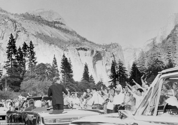 President Kennedy is greeted by enthusiastic vacationers when he arrived for an overnight stay on Au President Kennedy is greeted by enthusiastic vacationers when he arrived for an overnight stay on Au