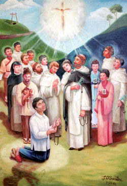Den hellige Lorenzo Ruiz og ledsagere, maleri av Lourdes Oben Santos (1981)