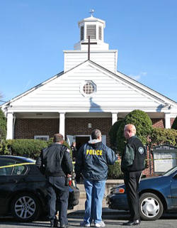 Nov. 23: Clifton police investigate a triple shooting at St. Thomas Syrian Orthodox Knanaya Church in Clifton, N.J. A gunman opened fire where some 200 people were attending services inside the Asian-Indian church. Image of Nov. 23: Clifton police investigate a triple shooting at St. Thomas Syrian Orthodox Knanaya Church in Clifton, N.J. A gunman opened fire where some 200 people were attending services inside the Asian-Indian church.