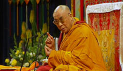 Speaking before a crowd of thousands in the city where his government has found exile, the Dalai Lama recalled Image of Speaking before a crowd of thousands in the city where his government has found exile, the Dalai Lama recalled