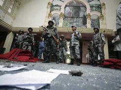 After the bomb blast, a bundle of leaflets where found written by the Nepal Defence Army and issued by its leader R.K Mainali. The leaflets call for Nepal to be proclaimed a Hindu State and warns all foreigners and NGOs leave Nepal. The papers also contained images of Hindu Lord Krishna and many Hindu religious slogans. Image of After the bomb blast, a bundle of leaflets where found written by the Nepal Defence Army and issued by its leader R.K Mainali. The leaflets call for Nepal to be proclaimed a Hindu State and warns all foreigners and NGOs leave Nepal. The papers also contained images of Hindu Lord Krishna and many Hindu religious slogans.