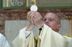 (Bishop Martino at the elevation) The bishops have also asked the four institutions to provide information about their student health services to have assurance that no practice is occurring which would be in violation of Catholic teaching. Image of (Bishop Martino at the elevation) The bishops have also asked the four institutions to provide information about their student health services to have assurance that no practice is occurring which would be in violation of Catholic teaching.