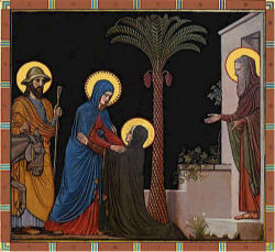The young Mary who, carrying Jesus in her womb, forgets her own needs and runs to help another is a beautiful image of the Church in the perennial youthfulness of her Spirit, of the missionary Church of the incarnate Word, called to carry that Word into the world and to bear witness to it, especially through the service of charity. Image of The young Mary who, carrying Jesus in her womb, forgets her own needs and runs to help another is a beautiful image of the Church in the perennial youthfulness of her Spirit, of the missionary Church of the incarnate Word, called to carry that Word into the world and to bear witness to it, especially through the service of charity.