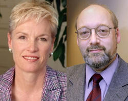 Cecile Richards of Planned Parenthood and Richard Doerflinger of the United States Conference of Catholic Bishops. Image of Cecile Richards of Planned Parenthood and Richard Doerflinger of the United States Conference of Catholic Bishops.
