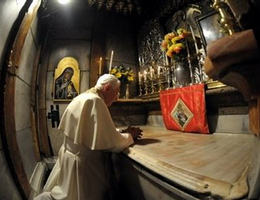 A Vatican handout picture of Pope Benedict XVI praying at the tomb of Jesus inside the Church of the Holy Sepulchre in Jerusalem in May. Pope Benedict XVI is planning to summon a special synod of bishops to discuss the Middle East in October next year, the Vatican said in a statement. Image of A Vatican handout picture of Pope Benedict XVI praying at the tomb of Jesus inside the Church of the Holy Sepulchre in Jerusalem in May. Pope Benedict XVI is planning to summon a special synod of bishops to discuss the Middle East in October next year, the Vatican said in a statement.