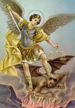 (Pictured: St. Michael the Archangel) 'Too, the angels assist us on our final journey, accompanying the dead on their way to the destiny reserved for them, as was the poor man, Lazarus, carried away and placed in the bosom of Abraham (Lk 16:22)'.
Image of (Pictured: St. Michael the Archangel) 'Too, the angels assist us on our final journey, accompanying the dead on their way to the destiny reserved for them, as was the poor man, Lazarus, carried away and placed in the bosom of Abraham (Lk 16:22)'.