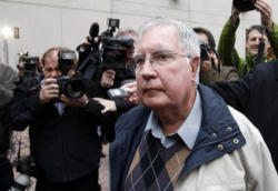 Bishop Raymond Lahey of the Diocese of Antigonish, Nova Scotia as he turned himself into Police. Image of Bishop Raymond Lahey of the Diocese of Antigonish, Nova Scotia as he turned himself into Police.