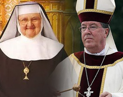 Mother Angelica and Bishop Baker who conferred the honor. Image of Mother Angelica and Bishop Baker who conferred the honor.