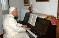 Pope Benedict XVI is a pianist with a deep love of music. Image of Pope Benedict XVI is a pianist with a deep love of music.