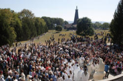 A gathering for prayer at the Blue Army/World Apostalate of fatima. Image of A gathering for prayer at the Blue Army/World Apostalate of fatima.