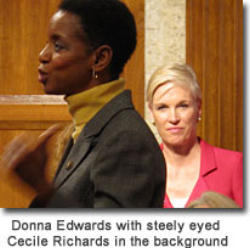Cecile Richards (in the back) paused the rally at one point to offer applause, in memory of late-term abortionist George Tiller, in support of all abortionists. Image of Cecile Richards (in the back) paused the rally at one point to offer applause, in memory of late-term abortionist George Tiller, in support of all abortionists.