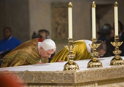 The Pope was not injured, but the elderly French Cardinal Roger Etchegaray suffered a broken hip. Image of The Pope was not injured, but the elderly French Cardinal Roger Etchegaray suffered a broken hip.