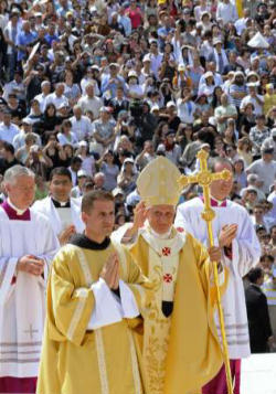 Pope Benedict XVI in Nazareth during his apostolic visitation. Image of Pope Benedict XVI in Nazareth during his apostolic visitation.