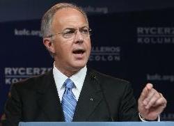 'A year into the Obama administration, we find that Americans -- and younger Americans -- are having a crisis of confidence,' says Carl Anderson, CEO of the Knights of Columbus, the group that commissioned the poll. Image of 'A year into the Obama administration, we find that Americans -- and younger Americans -- are having a crisis of confidence,' says Carl Anderson, CEO of the Knights of Columbus, the group that commissioned the poll.