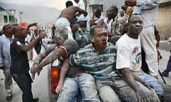 But one problem is getting aid in; another is getting it into the hands of hungry, thirsty Haitians. Up to three million people are in need of help. Image of But one problem is getting aid in; another is getting it into the hands of hungry, thirsty Haitians. Up to three million people are in need of help.