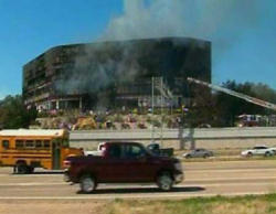 Austin, Texas Office building hit by the small plane. Image of Austin, Texas Office building hit by the small plane.