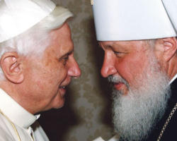 Pope Benedict XVI and Patriarch Kirill. Image of Pope Benedict XVI and Patriarch Kirill.