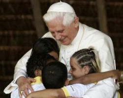 Pope Benedict XVI: 'Certainly, it is precisely the family, founded on marriage between a man and a woman, which is the greatest help that can be given to children. They want to be loved by a mother and a father who love one another, and they need to dwell, grow and live together with both parents, because the maternal and paternal figure are complementary in the education of children and in the construction of their personality and their identity.' Image of Pope Benedict XVI: 'Certainly, it is precisely the family, founded on marriage between a man and a woman, which is the greatest help that can be given to children. They want to be loved by a mother and a father who love one another, and they need to dwell, grow and live together with both parents, because the maternal and paternal figure are complementary in the education of children and in the construction of their personality and their identity.'