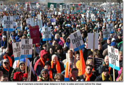 Mainstream media reporters like CNN’s Rick Sanchez seemed unable to discern who had more supporters present, and CNN cameramen aired shots of small groups of pro-abortion protesters close-up in the foreground, making the 300,000 pro-life marchers seem insignificant, invisible, or at the very least, not newsworthy. Image of Mainstream media reporters like CNN’s Rick Sanchez seemed unable to discern who had more supporters present, and CNN cameramen aired shots of small groups of pro-abortion protesters close-up in the foreground, making the 300,000 pro-life marchers seem insignificant, invisible, or at the very least, not newsworthy.