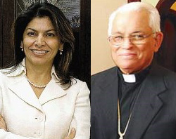 President - elect of Costa Rica Laura Chinchilla and Archbishop Hugo Barrantes Urena. Image of President - elect of Costa Rica Laura Chinchilla and Archbishop Hugo Barrantes Urena.