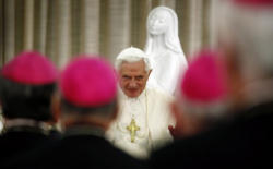 Pope Benedict XVI addresses the bishops of Portugal. Pope Benedict XVI addresses the bishops of Portugal.