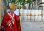 Pope Benedict XVI: ' The Cross is not just a private symbol of devotion, it is not just a badge of membership of a certain group within society, and in its deepest meaning it has nothing to do with the imposition of a creed or a philosophy by force. It speaks of hope, it speaks of love, it speaks of the victory of non-violence over oppression, it speaks of God raising up the lowly, empowering the weak,conquering division, and overcoming hatred with love.' Image of Pope Benedict XVI: ' The Cross is not just a private symbol of devotion, it is not just a badge of membership of a certain group within society, and in its deepest meaning it has nothing to do with the imposition of a creed or a philosophy by force. It speaks of hope, it speaks of love, it speaks of the victory of non-violence over oppression, it speaks of God raising up the lowly, empowering the weak,conquering division, and overcoming hatred with love.'