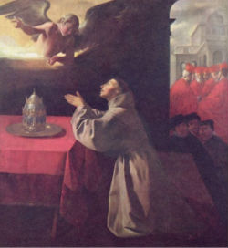 Saint Bonaventure at prayer. Saint Bonaventure at prayer.